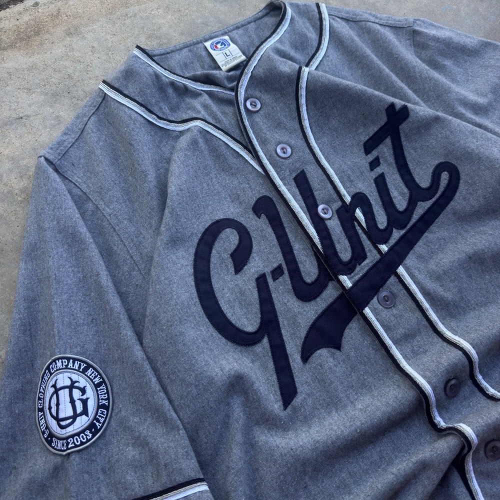 Vintage Y2K G-Unit Baseball Jersey 50 Cent Hip Hop Streetwear Grey XL k3